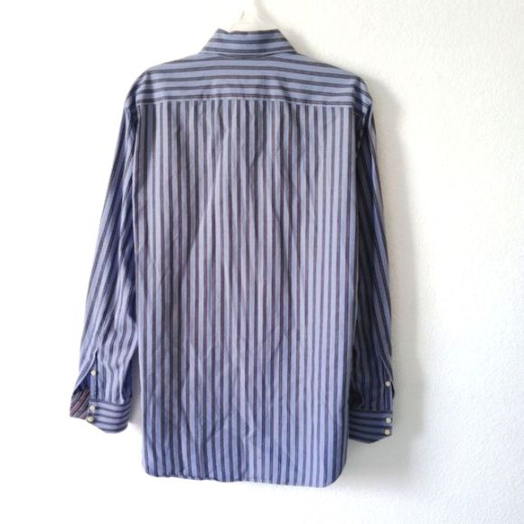Thomas Dean Men's Cotton Striped Button-down Casual Shirt size Large - Picture 3 of 9